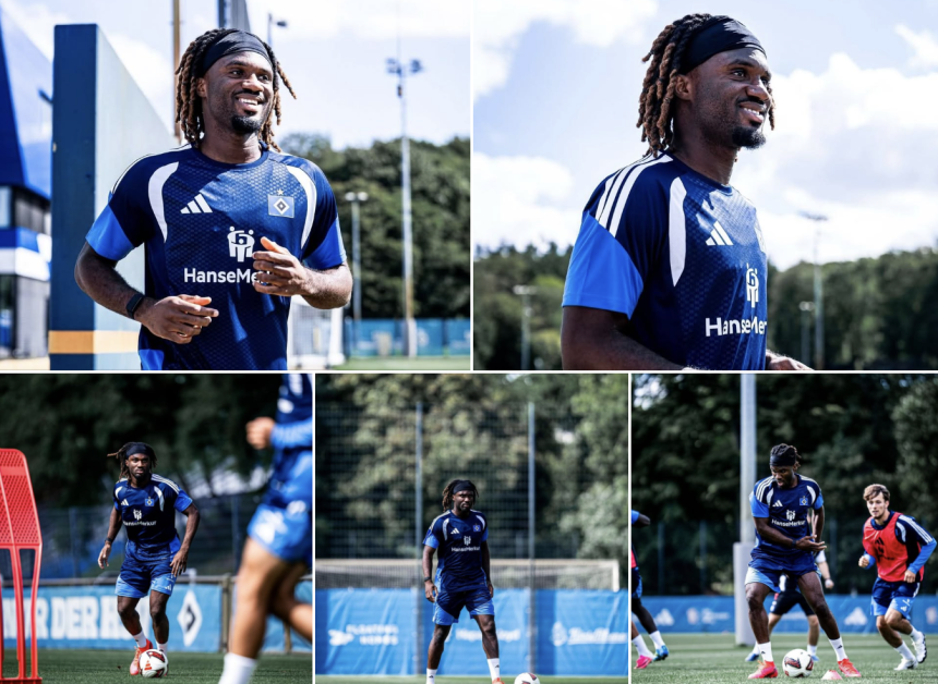 Terem Moffi Takes Part in First Training Session at Hamburg After Completing Transfer - Photo Credit : Hamburg, X