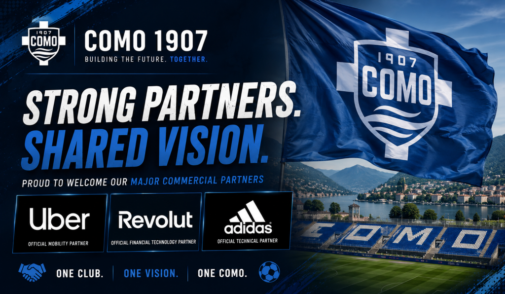 Uber, Revolut, and adidas major commercial sponsors for Como - Photo Credit : Softfootball Media
