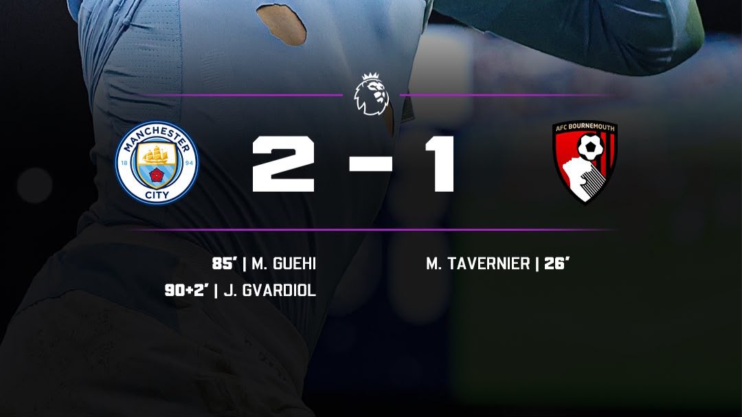 Manchester City beat Bournemouth- Photo credit: Softfootball media