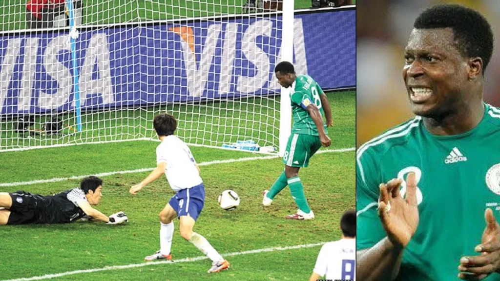 Yakubu Ayegbeni's missed goal against South Korea in 2010 World Cup - Photo Credit : Leadership Newspaper