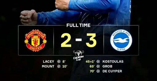 Manchester United Throw Away Two Goal Lead as Brighton Complete Comeback. (photo credit: bbc media)
