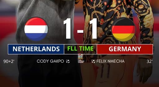netherland 1-1 germany. (PHOTO CREDIT: THE GUUARDIAN MEDIA)