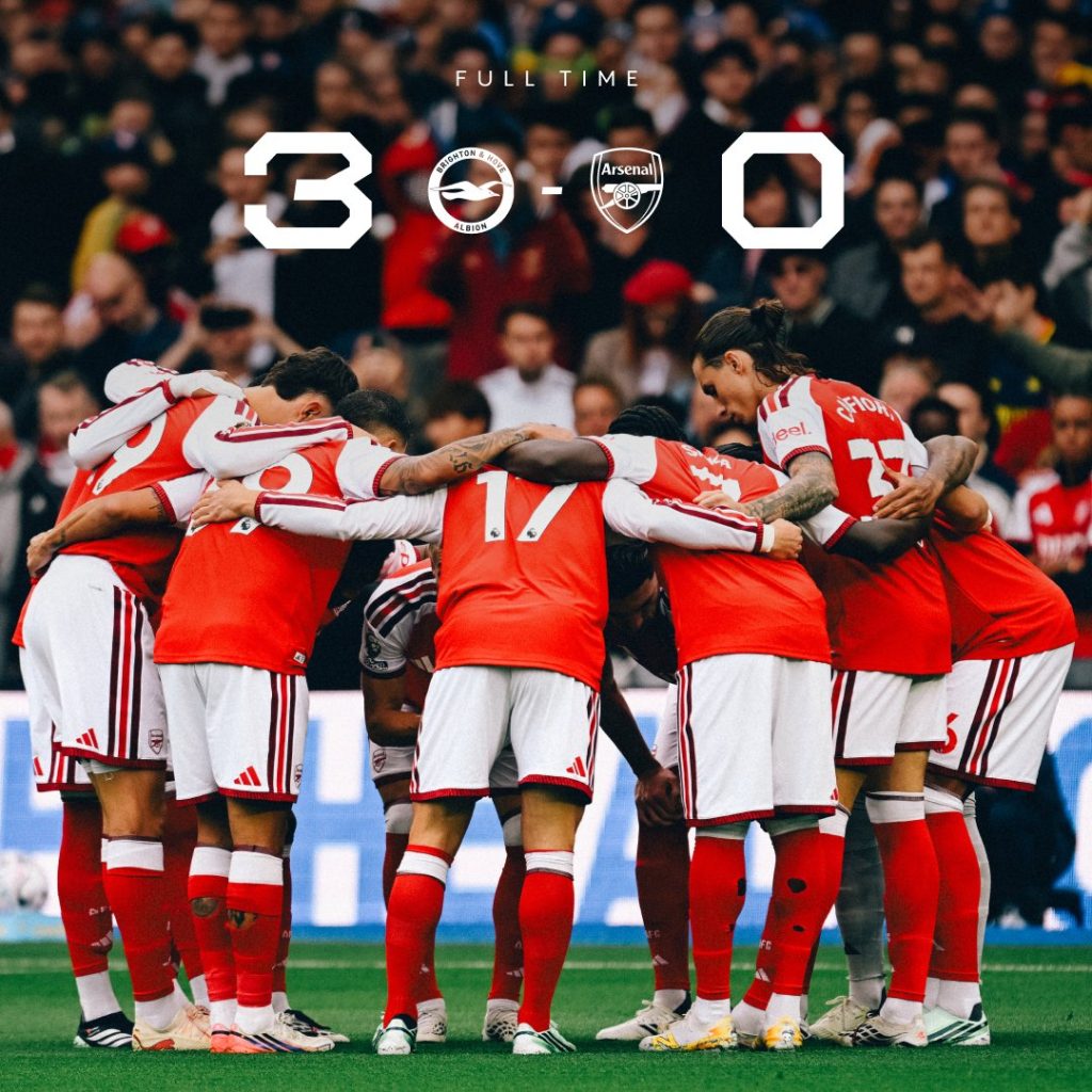 Arsenal 3–0 Loss to Brighton - Photo Credit : Arsenal, X