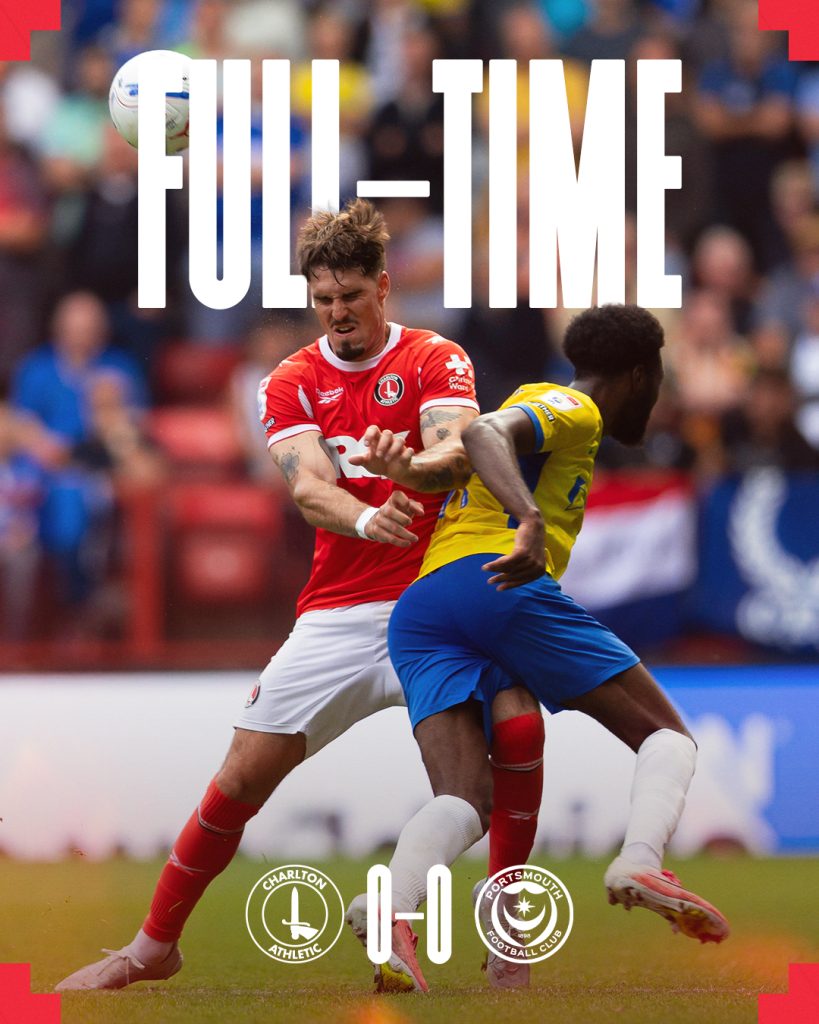 Charlton Athletic played out a 0–0 draw against Portsmouth in the Championship - Photo Credit : Charlton Athletic, X
