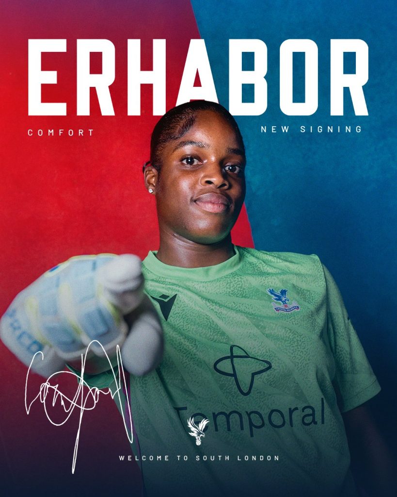 Comfort Erhabor Joins Crystal Palace Women After Completing Permanent Move From Portsmouth - Photo Credit : Crystal Palace Women, X