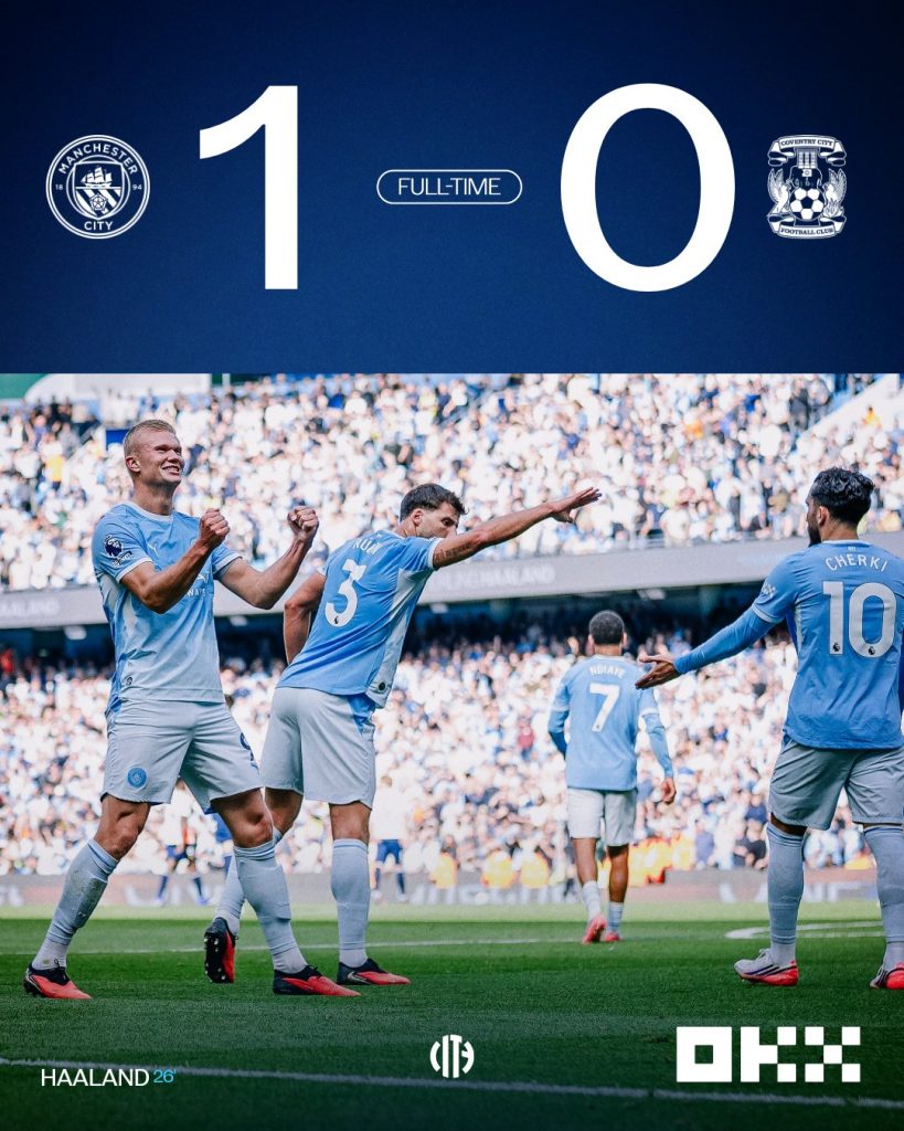 Manchester City 1-0 Coventry- Photo credit: Man City media