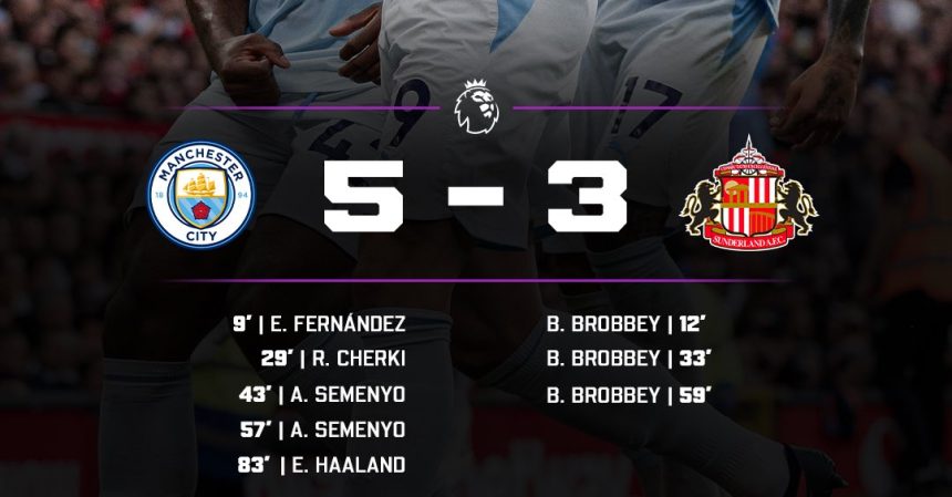 Man City 5-3 Sunderland- Photo credit: X media