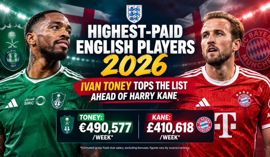 Highest‑Paid English Players in 2026: Ivan Toney Tops the List Ahead of Harry Kane - Photo Credit : Softfootball Media