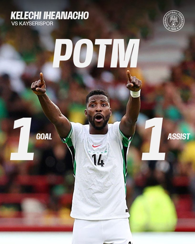 Iheanacho performance against Karagümrük - Photo Credit : Super Eagles, X