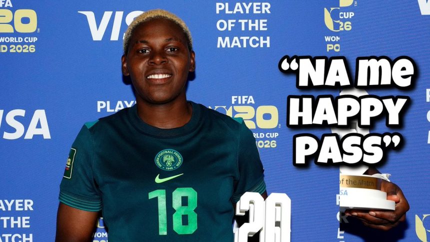 Janet Akekoromowei Reacts After Winning Player of the Match in Falconets’ 3–0 Victory Over England - Photo Credit : Ademola Sports, X