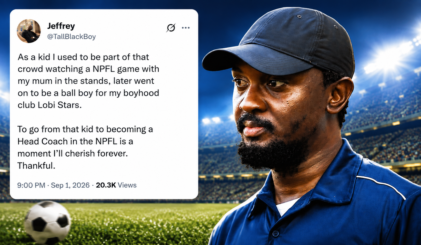 Jeffrey Buter Reflects on Journey From NPFL Fan and Lobi Stars Ball Boy to Sporting Lagos Head Coach - Photo Credit : Softfootball Media