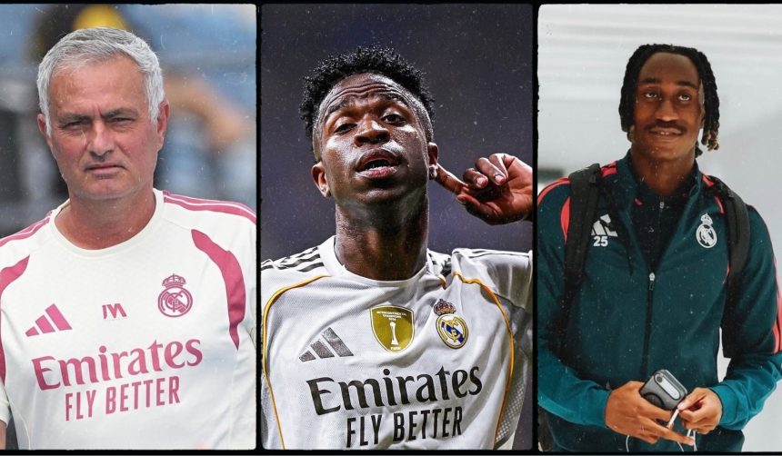 José Mourinho, Vinícius Júnior and Yan Diomande - Photo Credit : Real Madrid, X