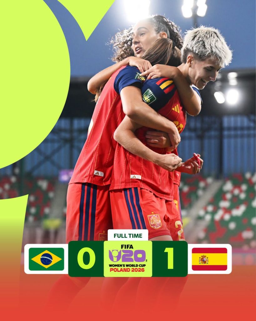 Spain edged Brazil 1–0 on 2026 FIFA U‑20 Women’s World Cup quarter‑finals - Photo Credit : FIFA U‑20 Women’s World Cup, X