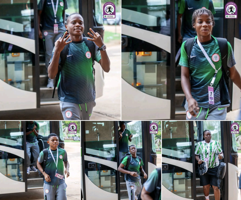The Nigeria U-17 Flamingos have arrived at the Lycée Scientifique Stadium! - Photo Credit : NFF