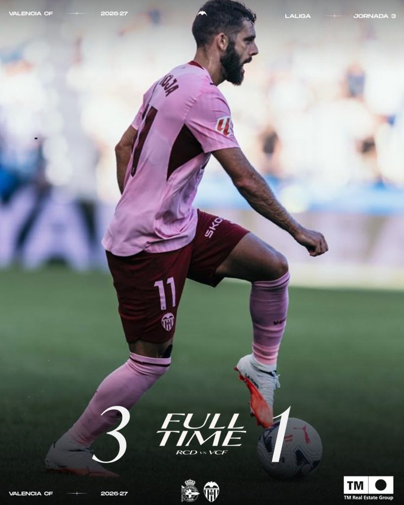 Valencia’s 3–1 defeat to Real Club Deportivo de A Coruña - Photo Credit : Valencia CF, X