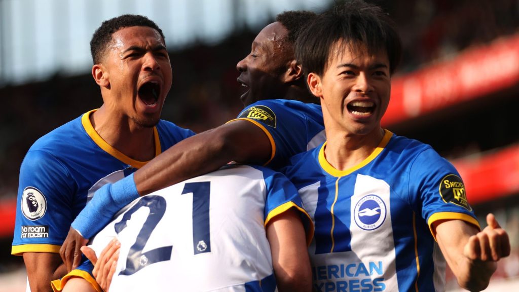 brighton ce;lebrating their goals. (photo credit: bbc media)