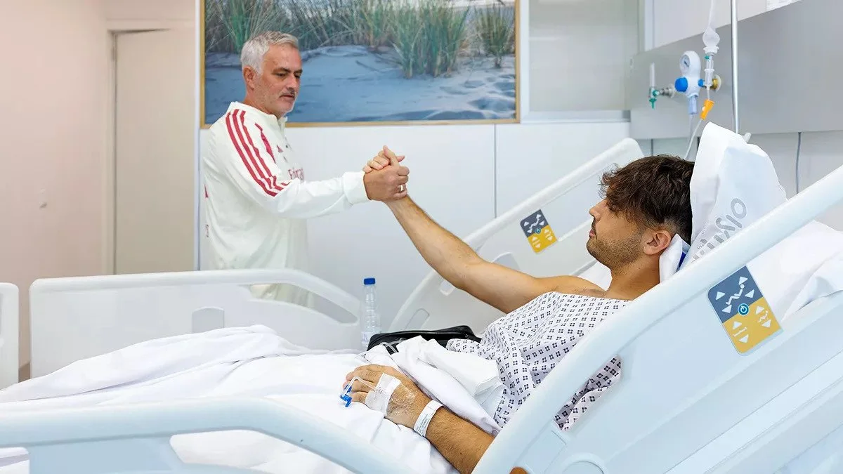 José Mourinho Visits Raúl Asencio After Defender Undergoes Surgery. (photo credit: fabrizo via x)
