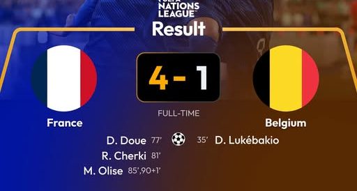 France Fight Back to Beat Belgium 4-1 as Michael Olise Steals the Show. (photo credit: bbc media)
