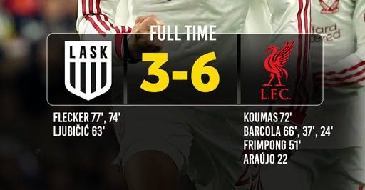 Liverpool Beat LASK 6-3 as Barcola Hits Hat-Trick. (photo credit: goal media)