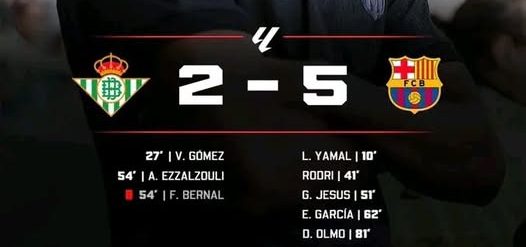 Barcelona Thrash Real Betis 5-2 as Yamal and Olmo Shine. (photo credit: bbc media)