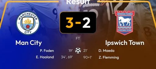 Man City Beat Ipswich 3-2 .(photo credit: facebook media)