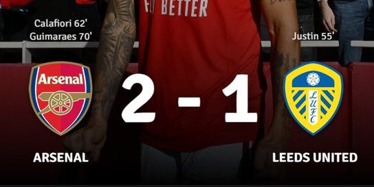 Arsenal 2-1 leeds united. (photo credit: bbc media)