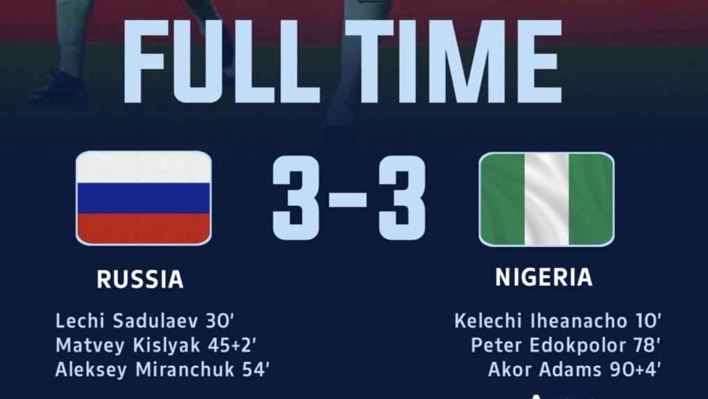 Super Eagles in Thrilling 3-3 Draw Against Russia - Photo Credit : Softfootball Media