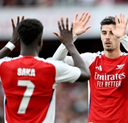 saka and Havertz . (photo credit: mirror media)