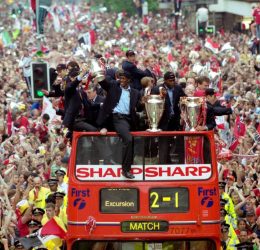 Manchester United historic 1999 Treble patrol (Photo credit: Manchester United media)