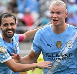 Bernardo Silva and Haaland (photo credit: man city media)