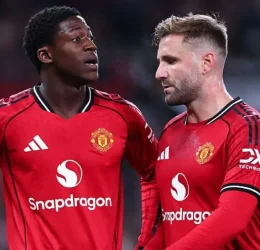 Kobbie Mainoo and Luke Shaw . (photo credit: bbc media)