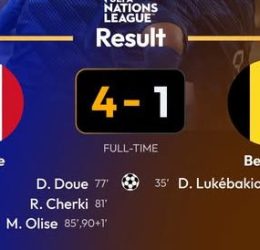 France Fight Back to Beat Belgium 4-1 as Michael Olise Steals the Show. (photo credit: bbc media)