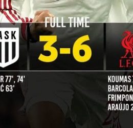 Liverpool Beat LASK 6-3 as Barcola Hits Hat-Trick. (photo credit: goal media)