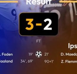 Man City Beat Ipswich 3-2 .(photo credit: facebook media)