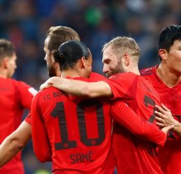 Bayern Munich's Leroy Sane celebrates scoring their fourth goal with Konrad Laimer - Photo Credit : REUTERS