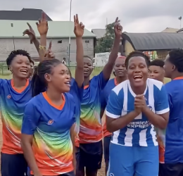 Chiamaka Nnadozie Joins Street Football Session, Plays as Striker in Lively Community Moment - Photo Credit : Softfootball Media