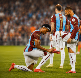 Chibuike Nwaiwu Celebrates With Mohamed Salah After Egyptian Star Fires Trabzonspor to 2–1 Win - Photo Credit : Trabzonspor, X
