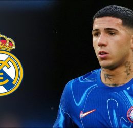 Enzo Fernandez and Real Madrid Logo - Photo Credit : Football365