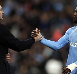 Frank Onyeka and Frank Lampard shaking hands - Photo Credit : Leagues Reporter, X