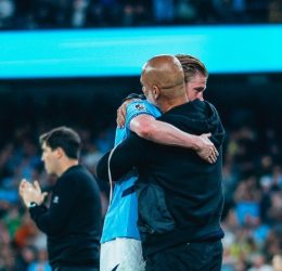 Pep Guardiola and Kevin De Bruyne (Photo Credit: Manchester City via X)