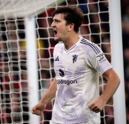 Harry Maguire celebrates scoring the winner for Manchester United (Photo Credit: Manchester United X handle)