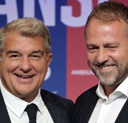 Laporta and Hansi Flick (Photo Credit: Fabrizio Romano Via X)