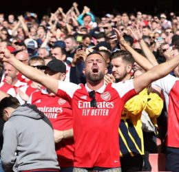Arsenal fans celebrating Gabriel's goal (Photo: Arsenal media)