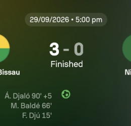 Guinea-Bissau Humble Super Eagles 3-0 in AFCON 2027 Qualifier - Photo Credit : Softfootball Media