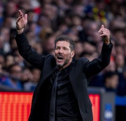 Diego Simeone emotional post-match reaction after Atletico Madrid eliminated Barcelona from the UEFA Champions League quarter-final- Photo credit Fabrizio Romano via X
