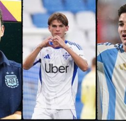 Lionel Scaloni, Nico Paz & Julián Álvarez - Photo Credit : Softfootball Media