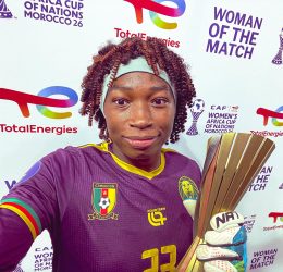 Michaely Bihina wins man of the match award against Morocco - Photo Credit : CAF Women, Facebook