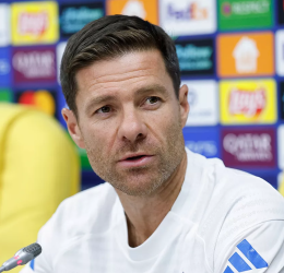 Xabi Alonso speaking to the press ahead of the game against Kairat Almaty (Photo Credit: Real Madrid website)