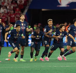 pSG players, rejoicing as PSG Win the Champions League After Dramatic 4–3 Penalty Shootout Against Arsenal - Photo Credit : Arsernal, Paris saint Germain, X
