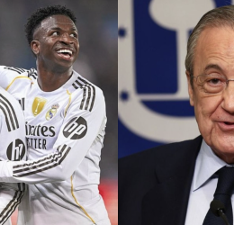 Florentino Pérez with mbappe and vini jr - Photo Credit : Real Madrid, X